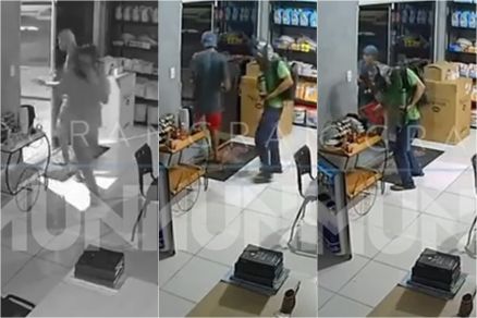 Câmera registra ação de dupla que furtou empresa em Cuiabá; assista