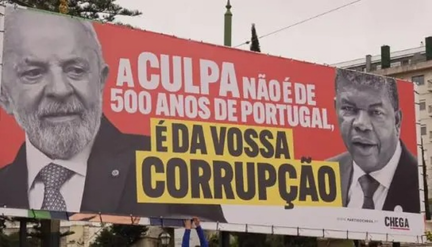 Outdoor do Partido Chega em Lisboa Exibe Imagem de Lula e Frase Crítica