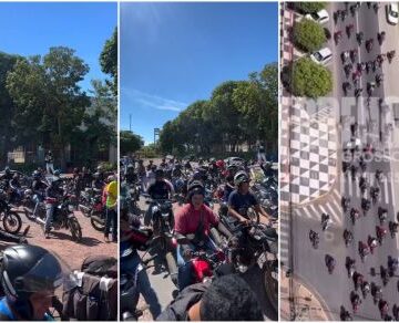 Entregadores e motoristas de app fazem protesto em Cuiabá contra proposta em discussão no Congresso