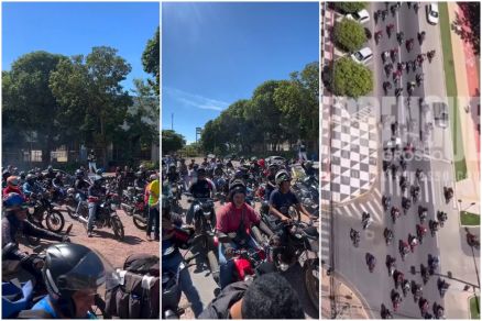 Entregadores e motoristas de app fazem protesto em Cuiabá contra proposta em discussão no Congresso