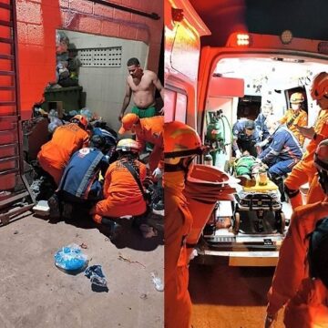fdedc1d124eaf50103286f4fdde4988d Gari venezuelano perde a perna após ser prensado por caminhão de lixo em Várzea Grande