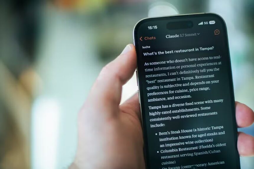 Aplicativo de IA do Claude na versão mobile