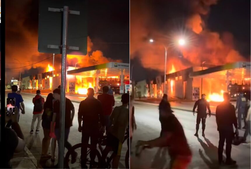O imóvel, localizado nas proximidades da Avenida Filinto Müller, rapidamente foi tomado pelo fogo.