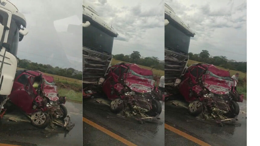 Colisão frontal na Br-364 deixa dois mortos e bloqueia totalmente a rodovia