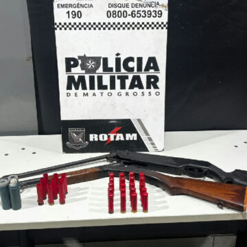 Polícia Militar apreende arsenal com idoso em Várzea Grande após ameaças a vizinha