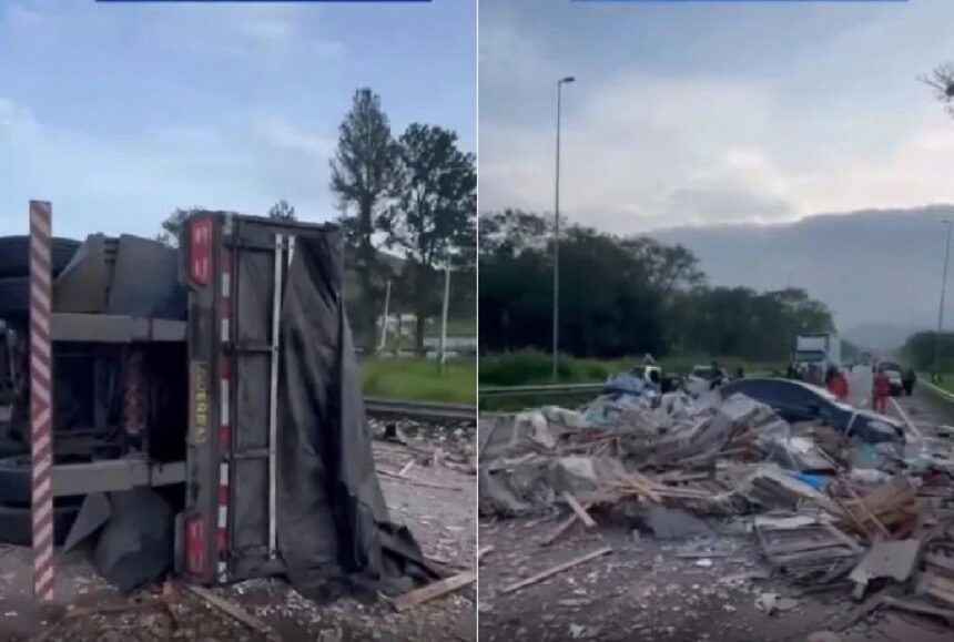 Colisão entre veículos pesados e carros de passeio deixa mortos e feridos em rodovia federal Colisão entre veículos pesados e carros de passeio deixa mortos e feridos em rodovia federal