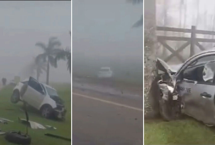Neblina intensa na Mt-251: grave acidente com três veículos na Estrada de Chapada Neblina intensa na Mt-251: grave acidente com três veículos na Estrada de Chapada