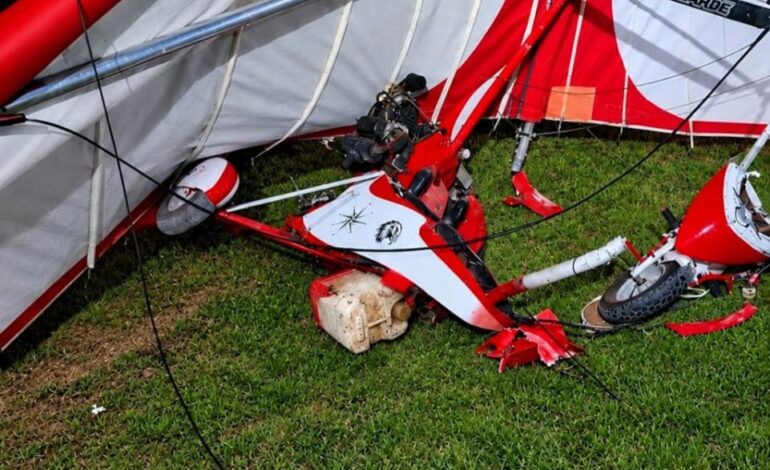 Ultraleve tomba em Lucas do Rio Verde e deixa piloto ferido com fraturas